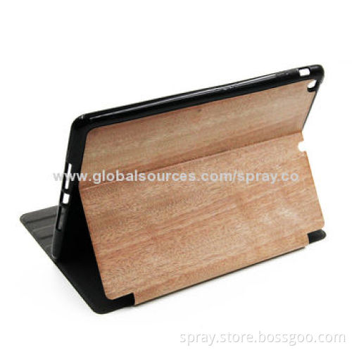 Natural Wooden Cases for iPad Air with Elastic Hand Strap Inside for Holding